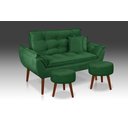 Ver imagem 2 de Kit 01 Namoradeira Opala +02 Puff Redondo + 02 Almofadas Suede Verde- Modena Decor