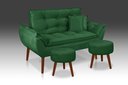 Ver imagem 2 de Kit 01 Namoradeira Opala +02 Puff Redondo + 02 Almofadas Suede Verde- Modena Decor