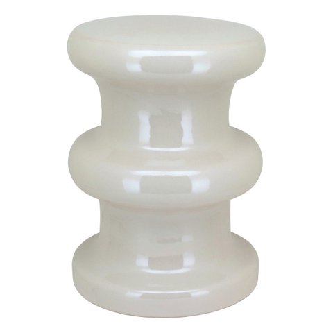 Banqueta Banco Decorativo Jardim Gardem Cerâmica 45x33x33cm Creme