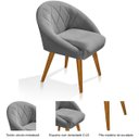 Ver imagem 4 de Kit 4 Poltrona Sala Decorativa Louis Veludo Cinza Pés Palito Castanho