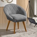 Ver imagem 2 de Kit 4 Poltrona Sala Decorativa Louis Veludo Cinza Pés Palito Castanho