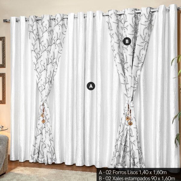 Cortina 4 Folhas Sicília 200cm x 160cm Casaborda - 2