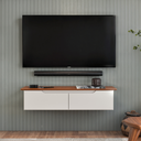 Ver imagem 1 de Rack Suspenso Flow Sala Estante de Parede Mdf/mdp para Tv e Decoração Quarto - Jm3 Móveis:off White/