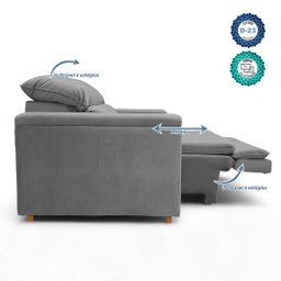 Poltrona Cadeira do Papai Reclinável Retrátil Onix Suede Cinza - Loja Sheep - 6