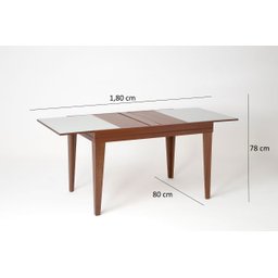 Mesa de Jantar Extensível 1.20 a 1.80 com Vidro Pés Madeira Gênova:imbuia/off White - 4