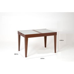 Mesa de Jantar Extensível 1.20 a 1.80 com Vidro Pés Madeira Gênova:imbuia/off White - 2
