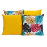 Kit 4 Almofadas para Sofá Amarelo com Folhas Coloridas - 1