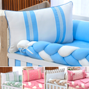 Ver imagem 5 de kit de berco com lateral trançado 9 peças algodão cores especiais azul lindo