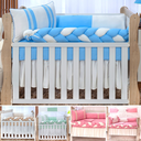 Ver imagem 1 de kit de berco com lateral trançado 9 peças algodão cores especiais azul lindo