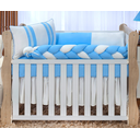 Ver imagem 2 de kit de berco com lateral trançado 9 peças algodão cores especiais azul lindo