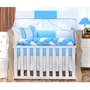Ver imagem 4 de kit de berco com lateral trançado 9 peças algodão cores especiais azul lindo