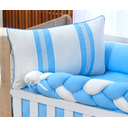 Ver imagem 3 de kit de berco com lateral trançado 9 peças algodão cores especiais azul lindo