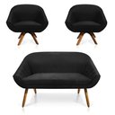 Ver imagem 1 de Kit 01 Namoradeira 02 Lugares e 02 Poltronas Giratória Giovana Suede Base Madeira MM30 - D’Rossi - P