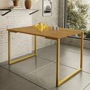 Ver imagem 2 de Mesa de Jantar Steel Estilo Industrial Pés de Aço 120x80cm Dourado/naturale