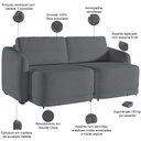 Ver imagem 4 de Sofá Cama para Sala de Estar 2 Lugares 216cm Montserrat K01 Bouclê Cinza - Lyam Decor