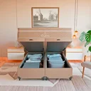 Ver imagem 2 de Cama Box Baú Casal Bipartido Bege + Colchão Paris Molas Bege Suede Bege/branco