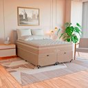 Ver imagem 3 de Cama Box Baú Casal Bipartido Bege + Colchão Paris Molas Bege Suede Bege/branco
