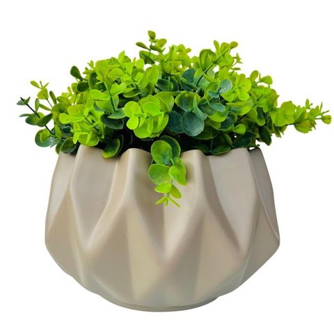 Vaso cachepot centro de mesa cáqui enfeite moderno c/ planta