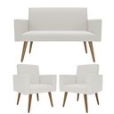 Ver imagem 1 de Kit Sófa 2 Lugares e 2 Poltronas para Sala de Estar Recepção Branco