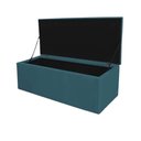 Ver imagem 6 de Kit Cabeceira + Calçadeira Baú Capitonê Livia 100cm Solteiro para Cama Box Suede Azul Turquesa - Gat