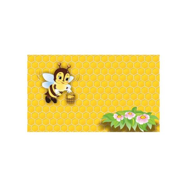 Painel de Tecido Sublimado Colmeia Abelhinha e Flores - 1