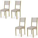 Ver imagem 1 de Conjunto 4 Cadeiras Steel Estilo Industrial Pés em Aço Dourado/Off White