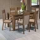 Ver imagem 1 de Conjunto Sala de Jantar Mesa Tampo de Vidro 6 Cadeiras Rustic/crema/bege Zoe Madesa