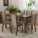 Ver imagem 1 de Conjunto Sala de Jantar Mesa Tampo de Vidro 6 Cadeiras Rustic-crema-bege Marrom Heloísa Madesa