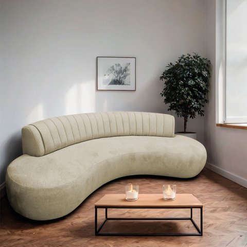 Divã Recamier Celeste Curvo Sala Estar Luxo 160cm Bouclé