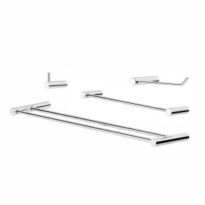 Conjunto de Acessórios Kit 4 Peças para Banheiro Orion Prata Polido