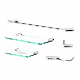 Kit Acessórios Organizador para Banheiro Orion Prata Polido 2110or - 2