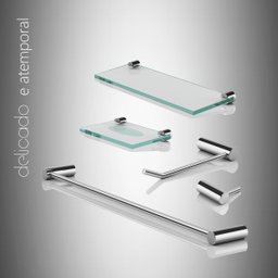 Kit Acessórios Organizador para Banheiro Orion Prata Polido 2110or - 3