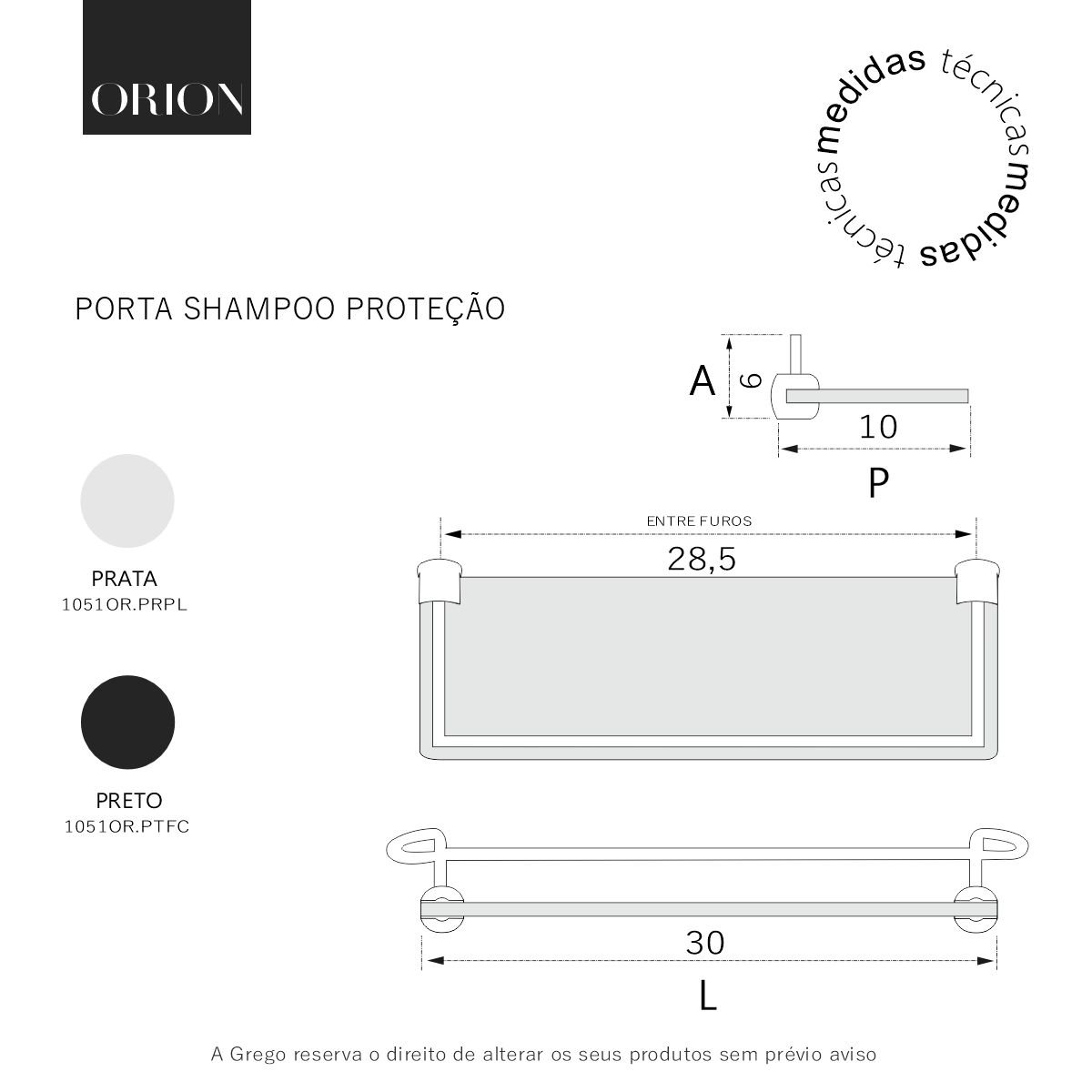 Porta Shampoo Proteção Organizador de Banheiro Orion Suporte Prata 1051or - 5