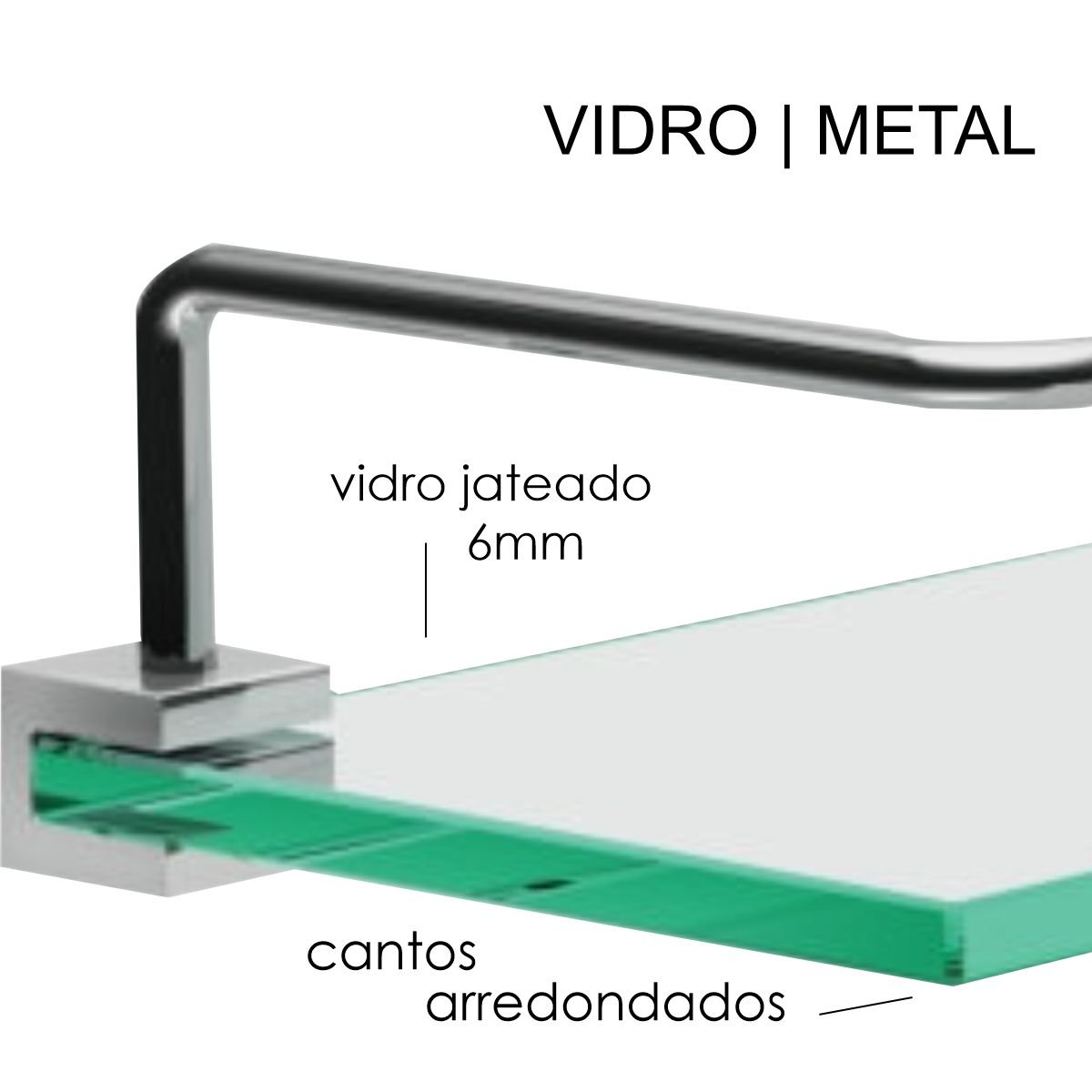 Porta Shampoo Proteção Prateleira de Banheiro Troia Suporte Metal Prata - 3