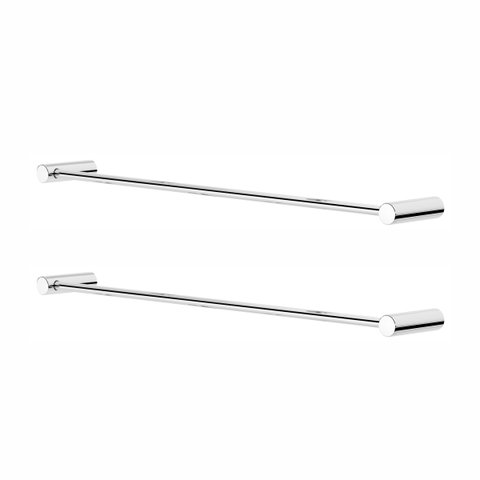 Kit Porta Toalha Banho 2 Peças Suporte Redondo Alto Brilho Orion Grego Metal