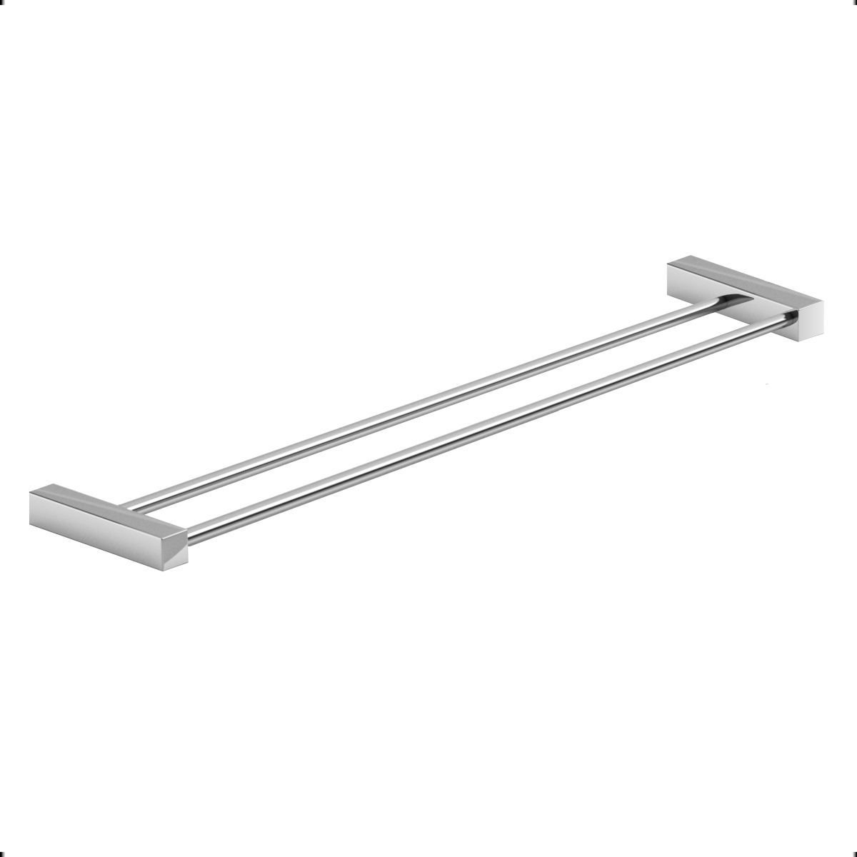 Porta Toalha Duplo Grego Metal (kit 2 Peças) Suporte Quadrado Barra 60cm Banheiro Alto Brilho Troia - 2