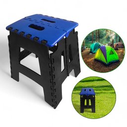 Banco Dobrável Portátil até 100kg Plástico Azul Escuro - 2