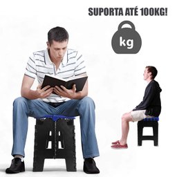 Banco Dobrável Portátil até 100kg Plástico Azul Escuro - 4