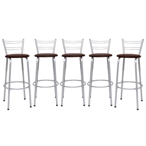 Kit 5 Banquetas para Balcão Flórida Prata Bistrô Ilhas Cozinha Gourmet Bares