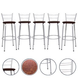 Kit 5 Banquetas para Balcão Flórida Prata Bistrô Ilhas Cozinha Gourmet Bares - 1