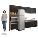 Ver imagem 5 de Cozinha Modulada 4 Peças Balcão com Tampo 160cm Andréia Amêndoa/preto - Ajl Móveis
