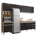 Ver imagem 1 de Cozinha Modulada 4 Peças Balcão com Tampo 160cm Andréia Amêndoa/preto - Ajl Móveis