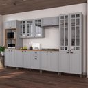 Ver imagem 1 de Armário de Cozinha Modulada Completa Fidelitá Nara 100% MDF 6 Peças 350cm 18 Portas 2 Gavetas com