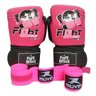 Kit Muay Thai Boxe Luva Bandagens Infantil 04 Oz Fight Brasil Feminino Rosa - 1