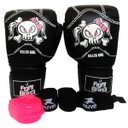 Ver imagem 1 de Kit Muay Thai Boxe Luva Bandagem Bucal 14 Oz Fight Brasil Killer Girl