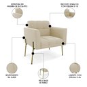 Ver imagem 3 de Poltrona para Sala Pé Metal Dourado Kit 2 Ana Suede Bege - Ibiza