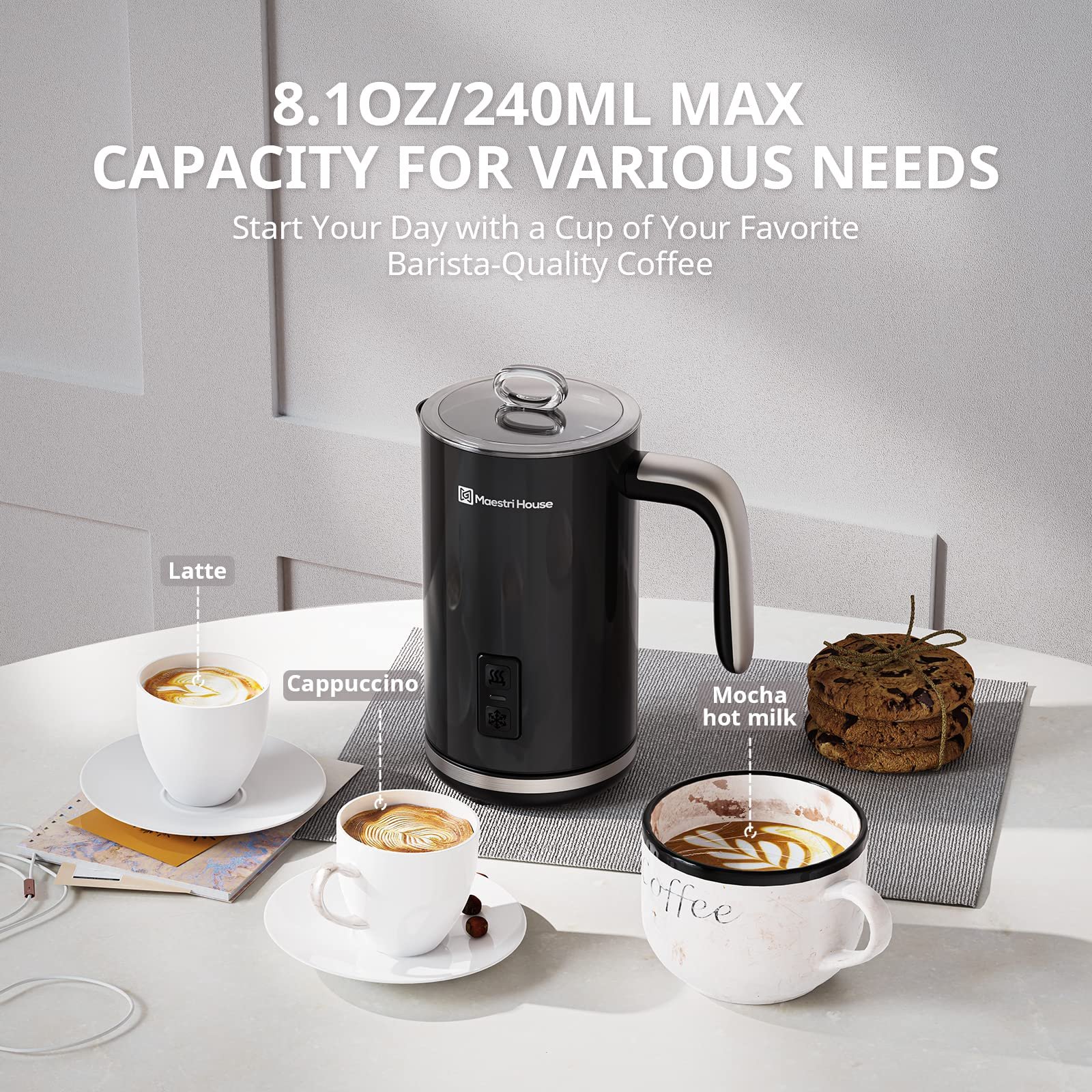 Maestri House Espumador de Leite Automático 240ml para Lattes e Cappuccinos - 6