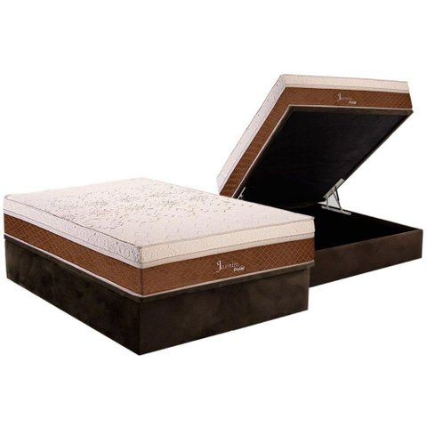 Cama Box Baú Casal: Colchão Molas MasterPocket Ensacadas Polar Jasmin Fort + Base CRC Suede