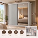Ver imagem 3 de Guarda Roupa Casal 2 Portas São Paulo Gold Branco Ripado com Espelho - Leifer
