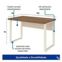 Ver imagem 2 de Mesa Escritório Pé Quadro 1,70x0,70m s/Gavetas Nogal Sevilha/Branco 34301